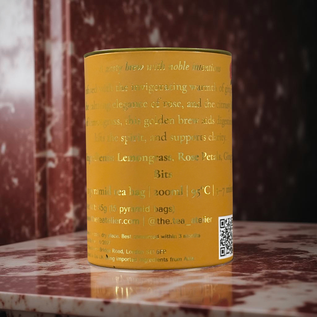 Zesty Aristocrat tea tin back